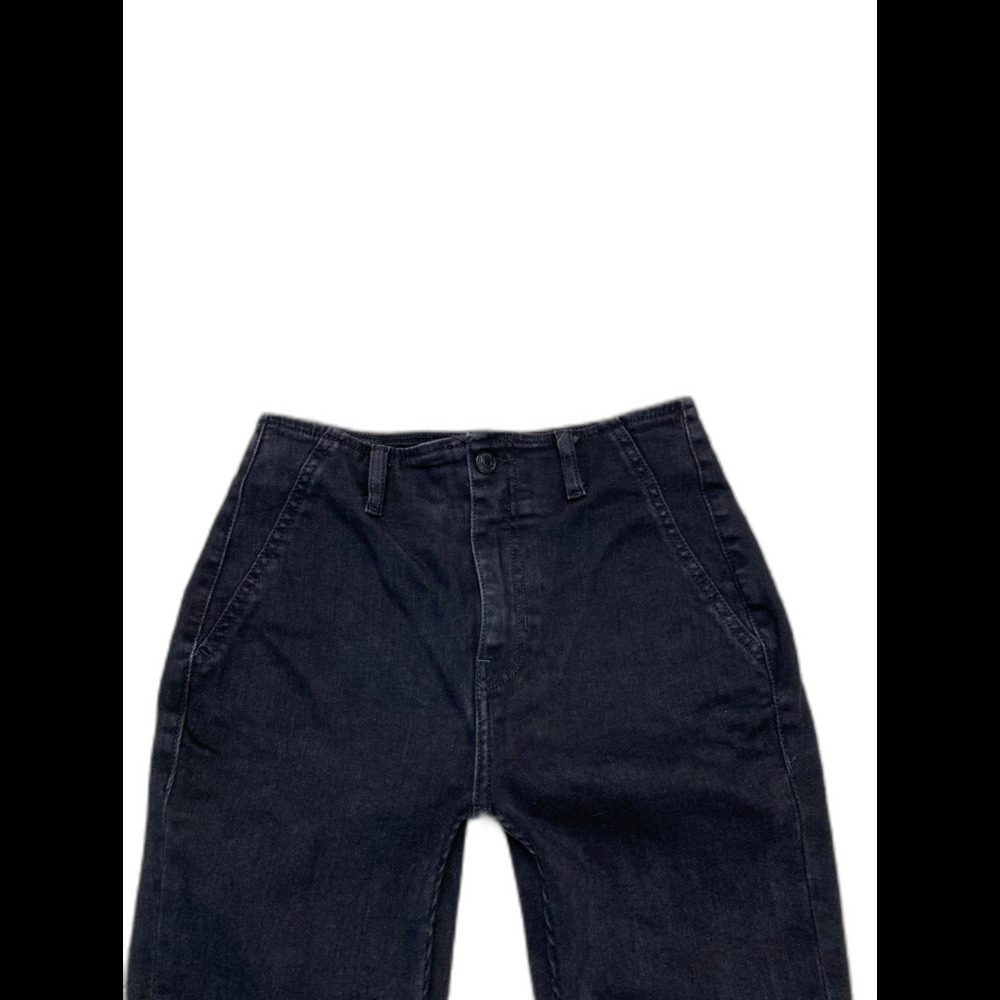 Free People We The Free High-Rise Utility Flare Side Slit Raw Hem Black 28 - Picture 3 of 10